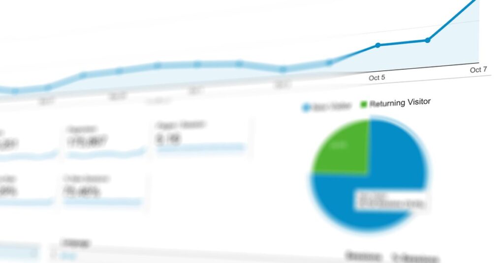 Abstract visualization of data analytics with graphs and charts showing dynamic growth.